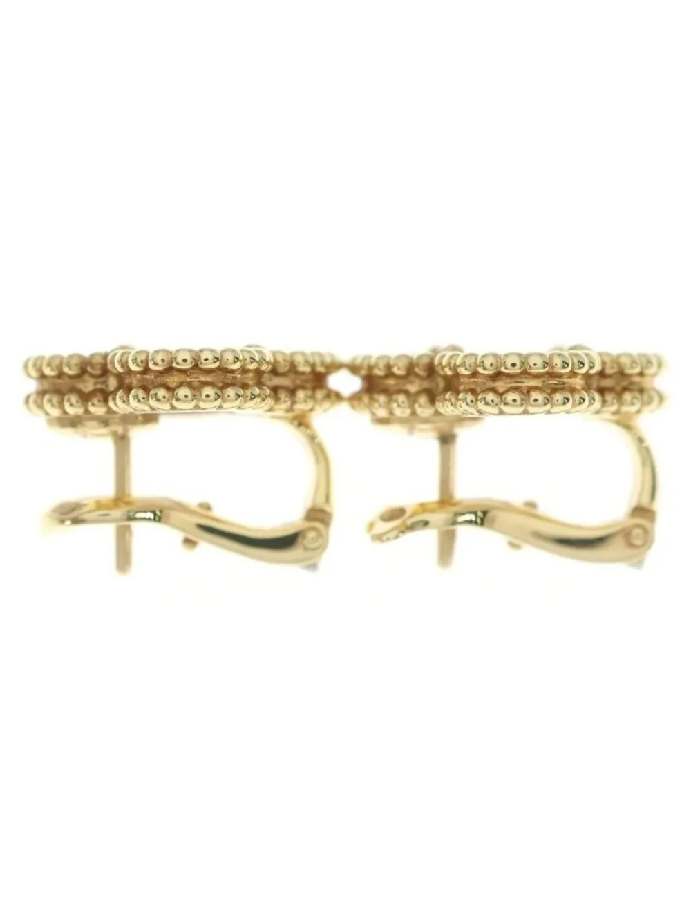 Van Cleef & Arpels Vintage Alhambra Mother of Pearl 18k Yellow Gold Earrings